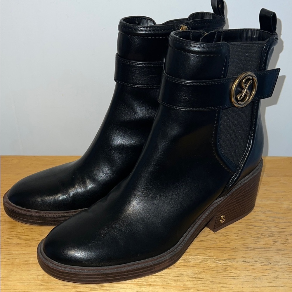 Sam and Libby Elegant Black Leather Ankle Booties